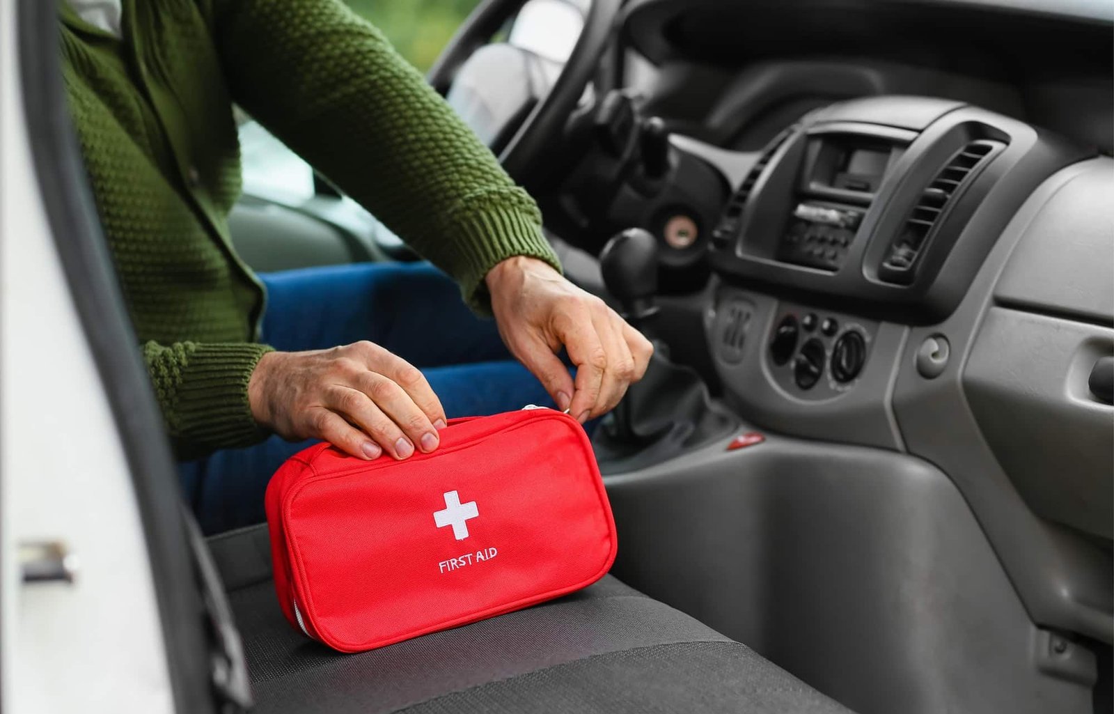 First aid kit concept, medicine equipment set in a suitcase box