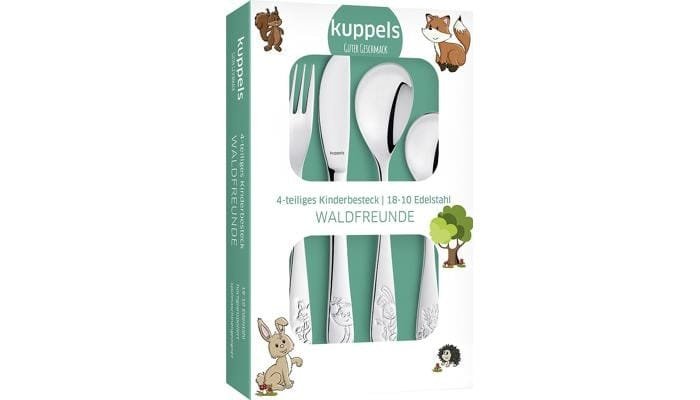 Kuppels Kinderbesteck-Set, 4-teilig, Edelstahl, Waldfreunde 1 Kuppels Kinderbesteck-Set, 4-teilig, Edelstahl, Waldfreunde