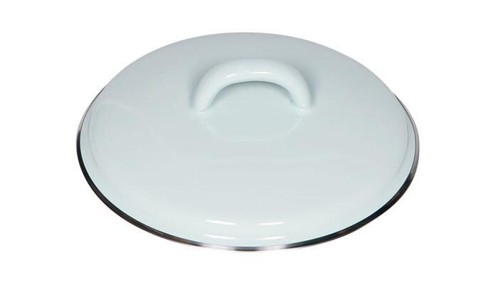 Riess Emaille Deckel mit Chromrand, 14cm, türkis 1 Riess Emaille Deckel mit Chromrand, 14cm, türkis