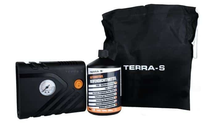 TERRA-S Reifen-Pannenset Kit Schwarz mit 700ml Dichtgel 1 TERRA-S Reifen-Pannenset Kit Schwarz mit 700ml Dichtgel