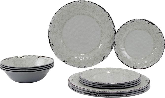 Gimex Stone Line Dekor Geschirrset, 12-teilig, grau 1 Gimex Stone Line Dekor Geschirrset, 12-teilig, grau