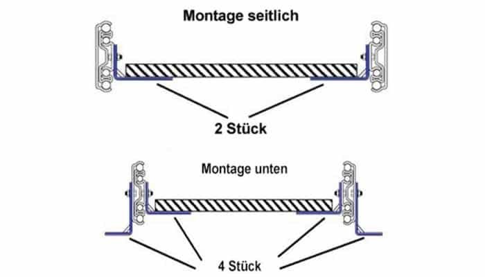 Befestigungswinkel für Vollauszug, 711mm, 2er-Set 1 Befestigungswinkel für Vollauszug, 711mm, 2er-Set