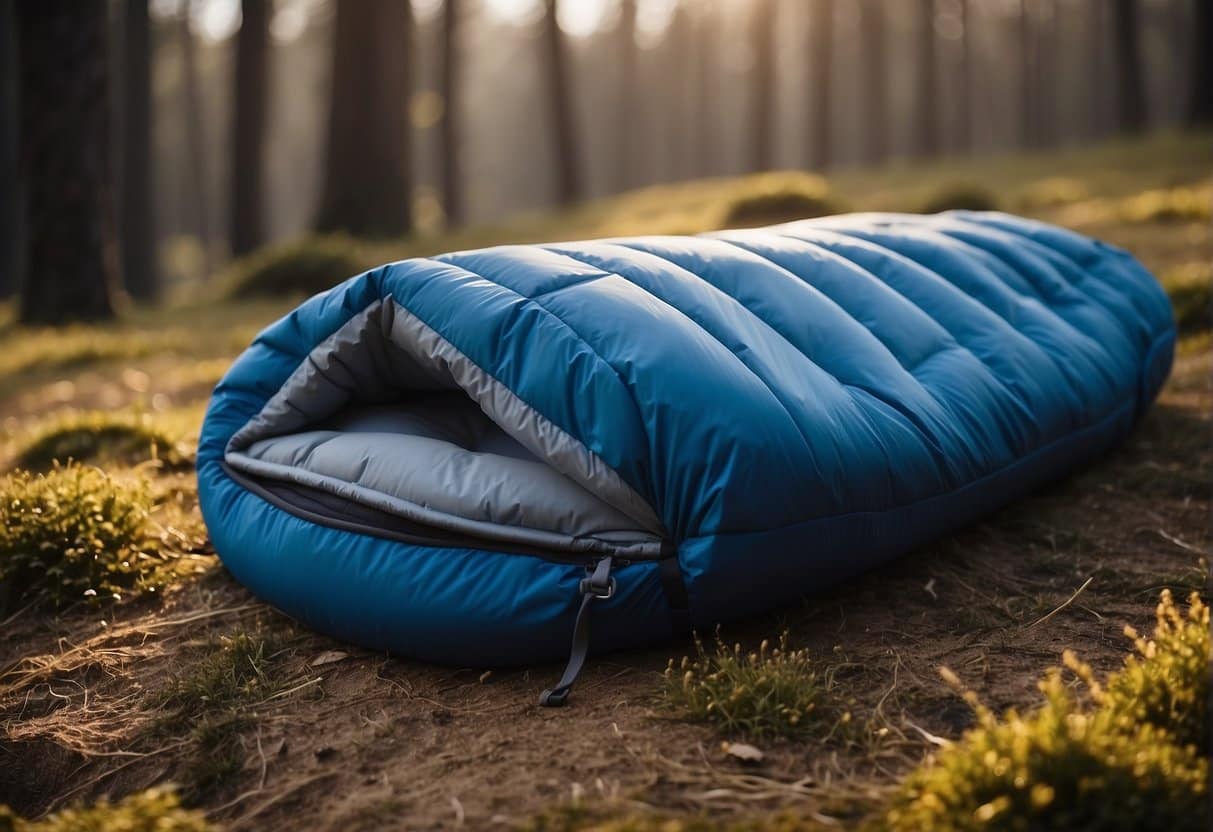 A well-kept synthetic sleeping bag stored in a dry, clean area, free from compression and moisture, maintaining its insulating properties