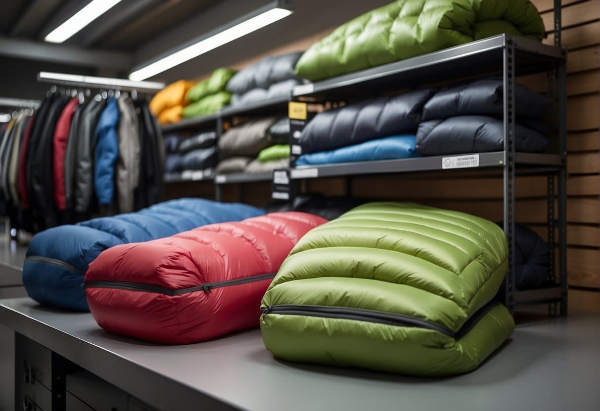 A display of the top 5 synthetic sleeping bags with care instructions and storage tips, suitable for all seasons