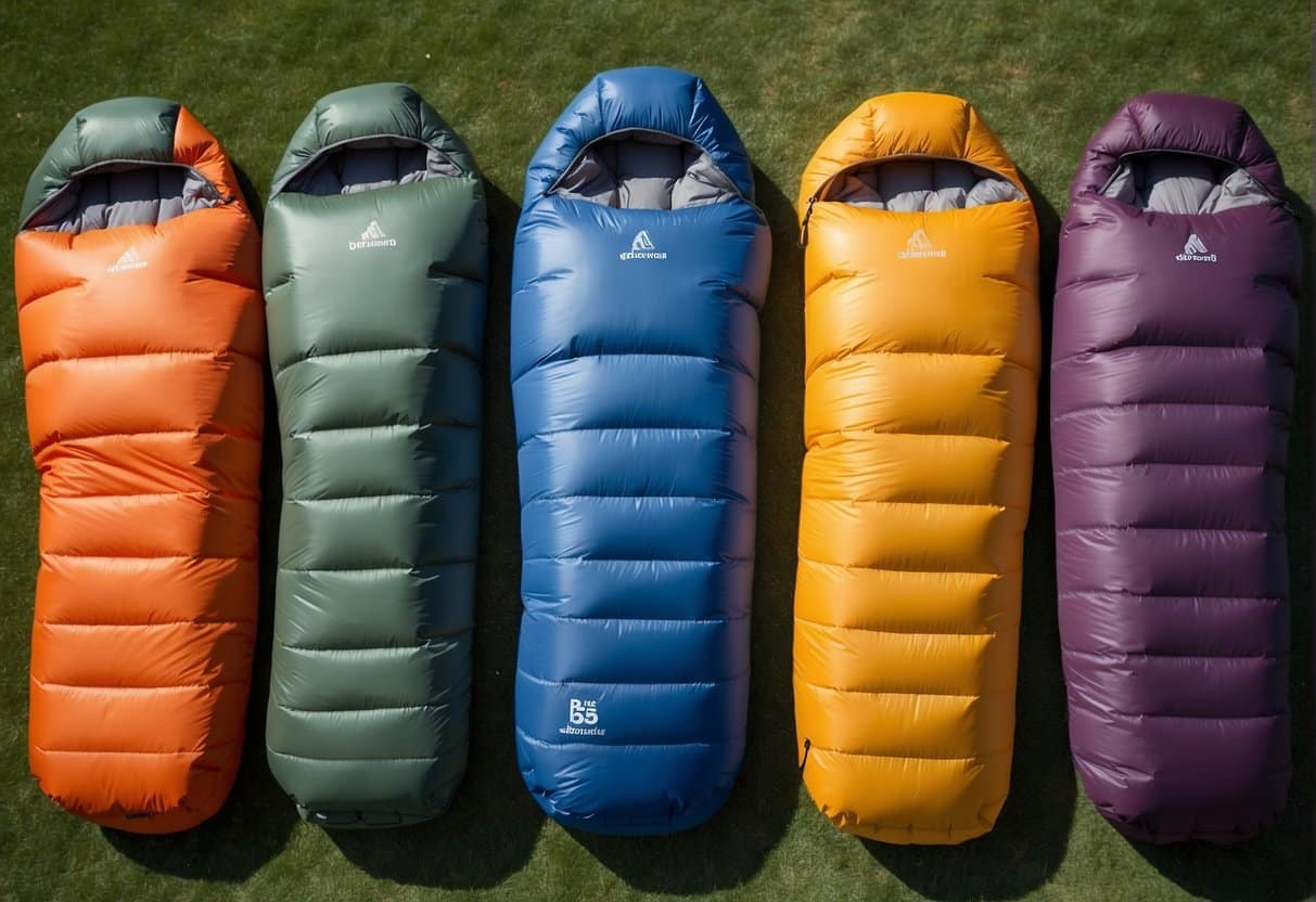 A variety of features and accessories surround a selection of synthetic sleeping bags in a 2024 comparison