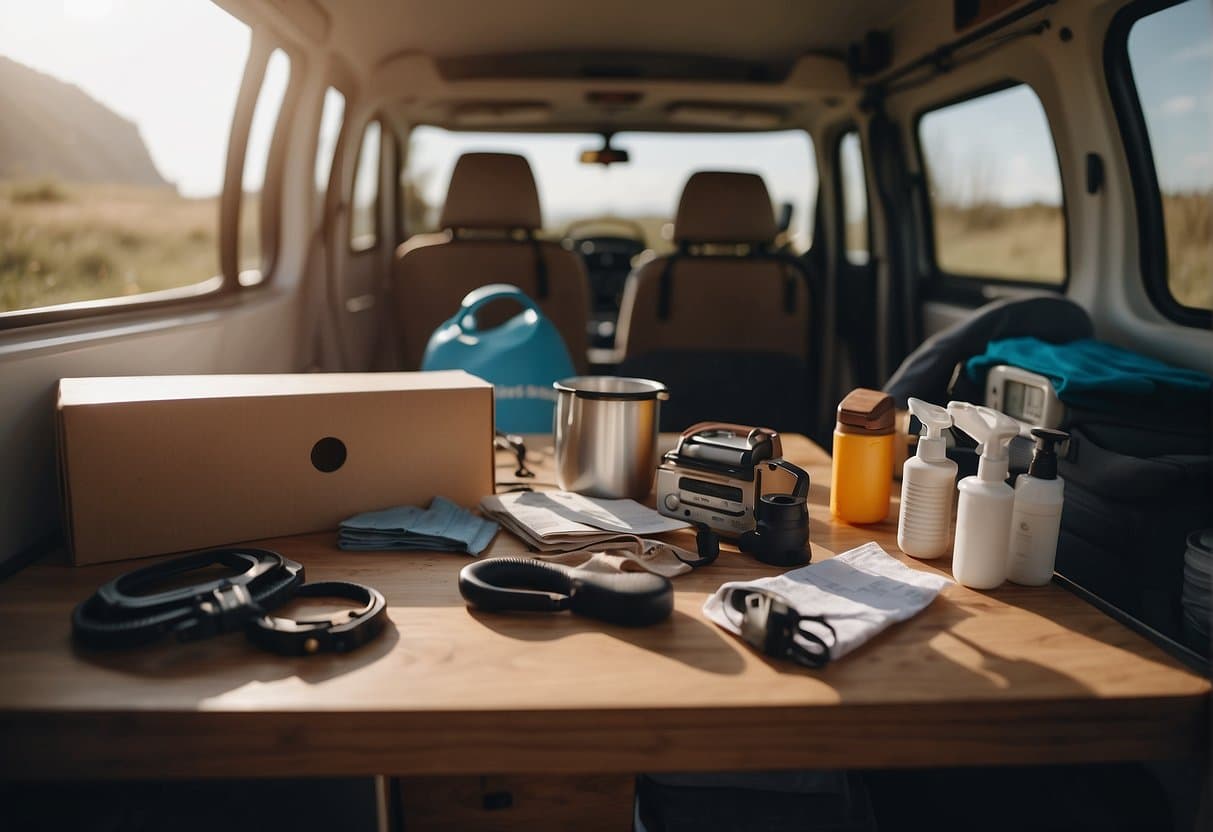 Packing personal items into a camper van, using a checklist without panic