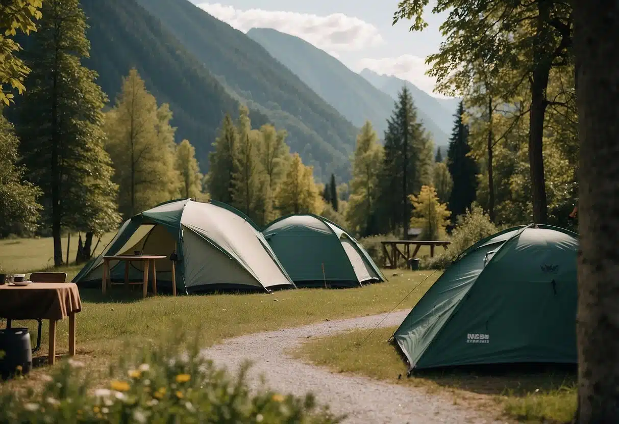 Camping in Kössen: Unvergessliche Abenteuer und Naturerlebnisse 5 A serene campground in Kössen, Austria, with lush greenery, picturesque mountain views, and cozy camping facilities