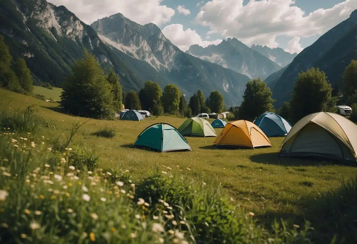 Camping in Kössen: Unvergessliche Abenteuer und Naturerlebnisse 3 A scenic view of Kössen Camping in Austria, with lush green campsites nestled in the picturesque Tirol region, surrounded by majestic mountains and serene natural beauty