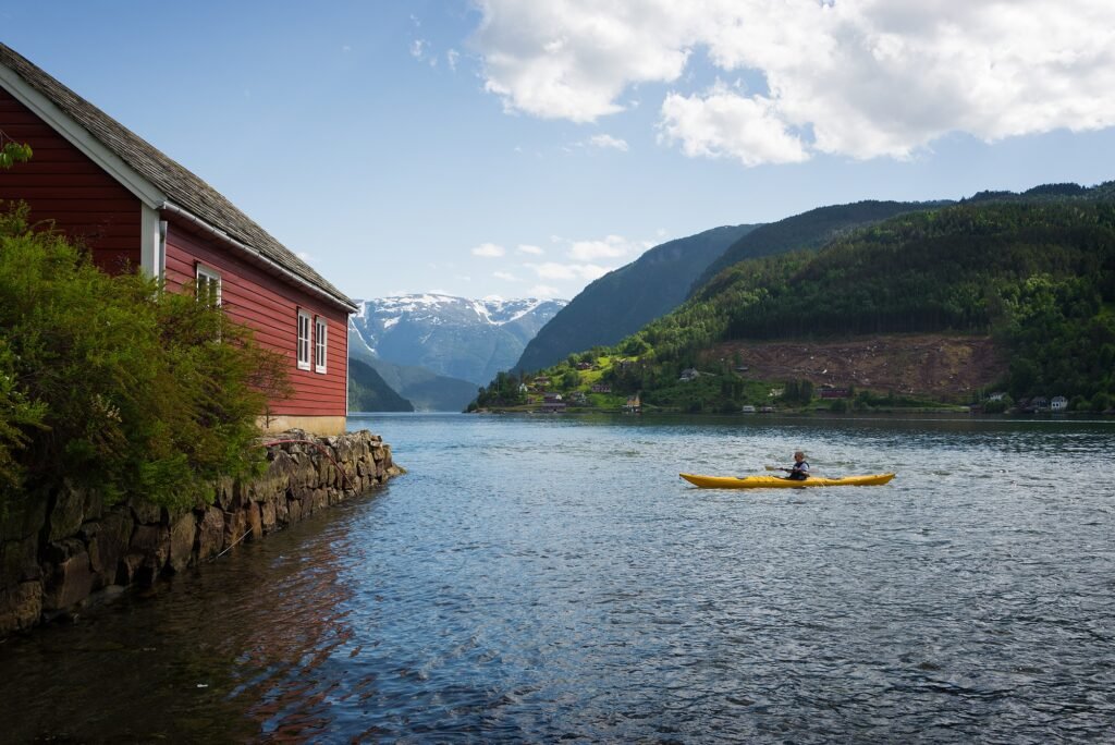 Kayaking on a fjord in Norway